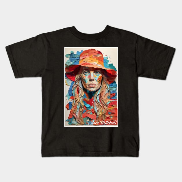 Joni Mitchell // Paper Art Kids T-Shirt by Otmr Draws